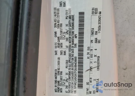 2016 Ford Escape Se из США, поврежденный, VIN 1FMCU0GX7GUB43885